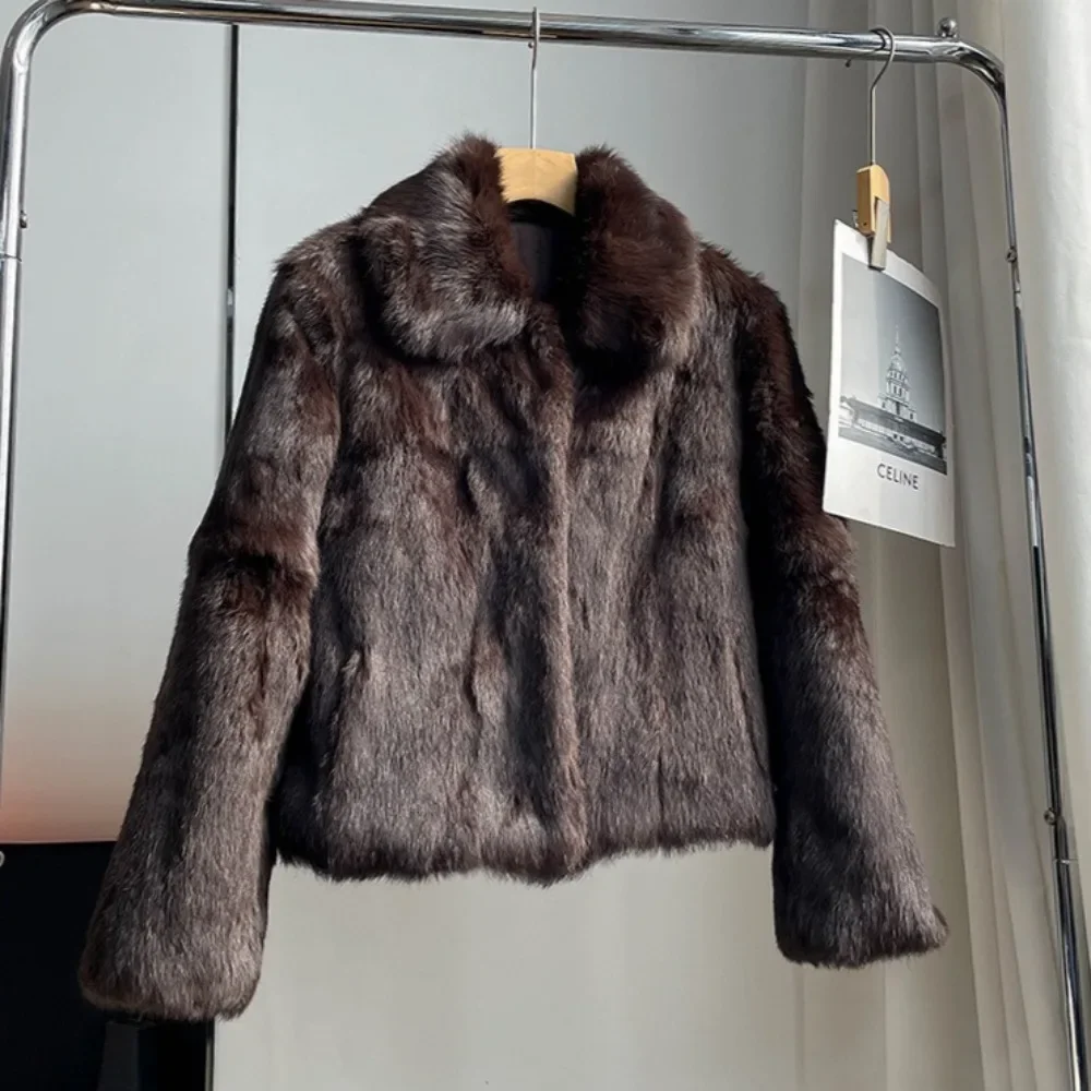 Winter Clothing Wholesale - Naturalny płaszcz z futra królika damski