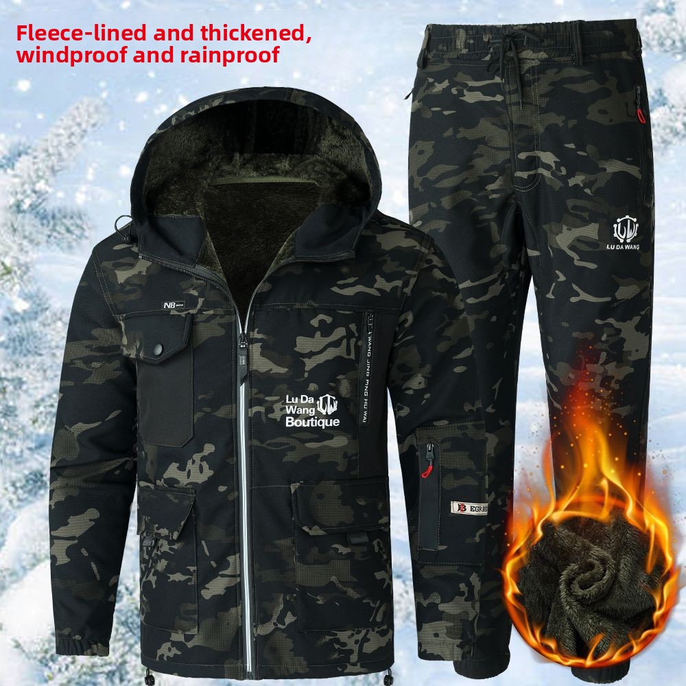 Winter Clothing - Męski zimowy kombinezon roboczy w kamuflażu,