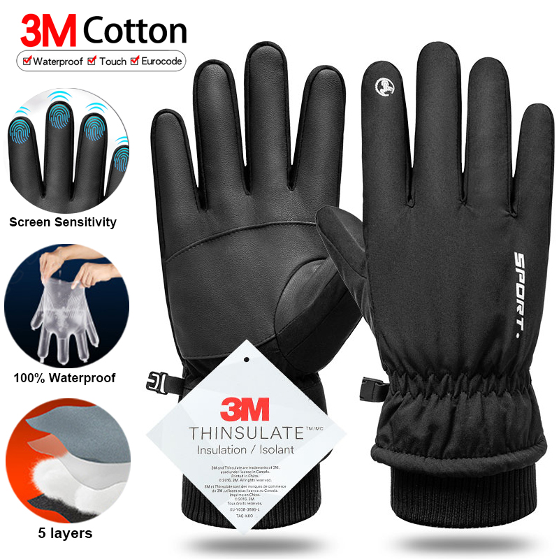 Waterproof Mitten Ski - Termiczne zimowe rękawiczki rowerowe narciarskie Outdoor