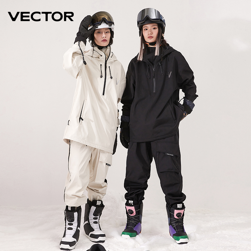 Winter Clothing Vector - Mężczyźni Kobiety Jednokolorowa kurtka narciarska Spodnie