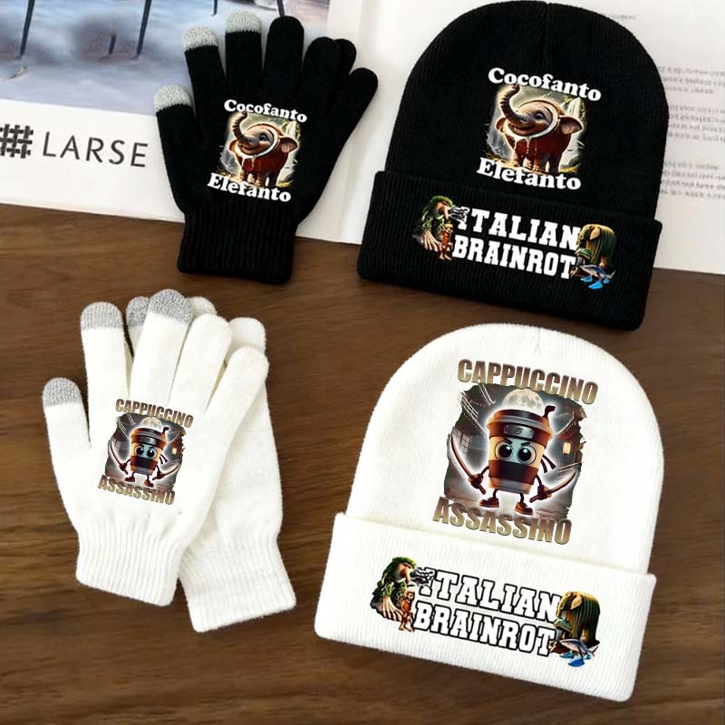 Winter Clothing Kids - 2 szt. Włoskie Zwierzęta Brainrot Czapka