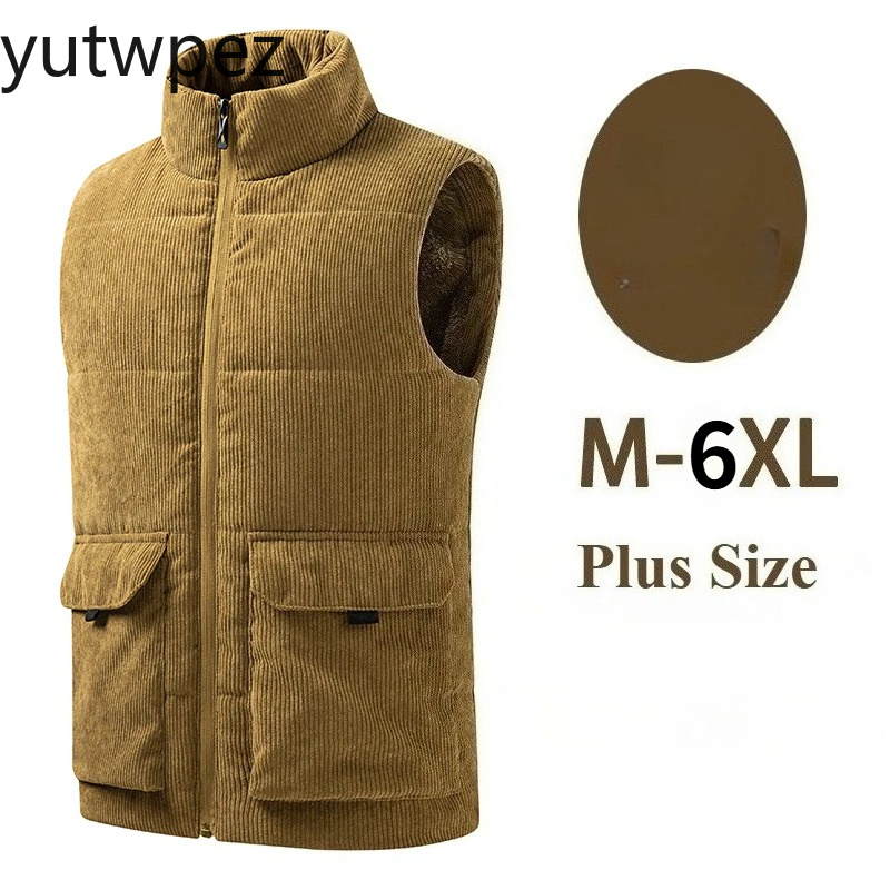 Winter Clothing Plus Size - Męska wełniana kamizelka outdoorowa, ocieplana bawełną,