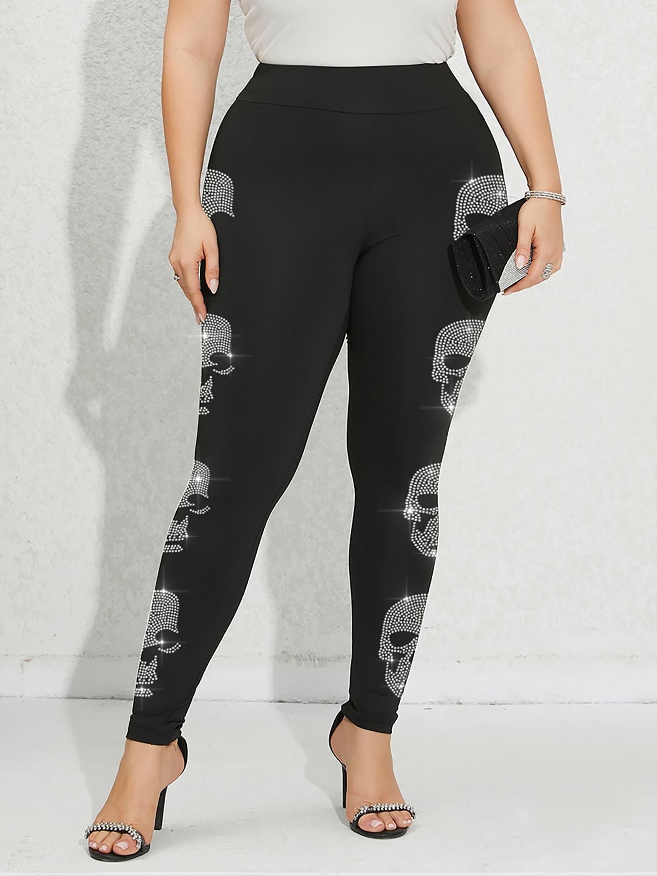 Winter Clothing Plus Size - Spodnie damskie Plus Size Wzór szkieletu