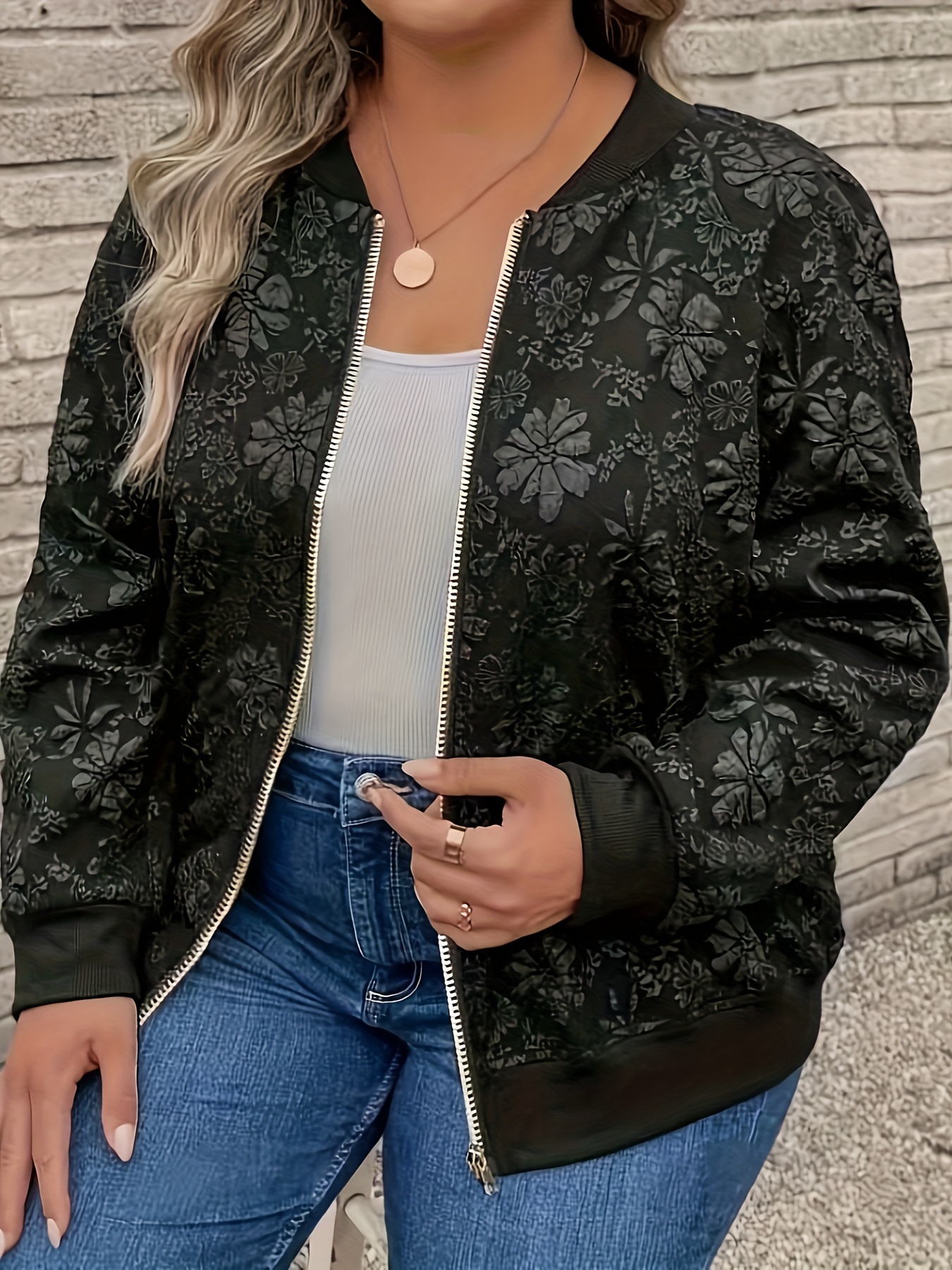 Winter Clothing Plus Size - Kurtka bejsbolówka plus size zapinana na