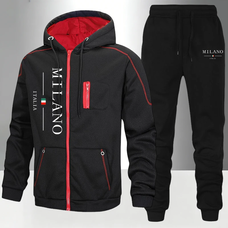 Winter Clothing Outdoor - Włoski Zestaw Męski/Kurtka/Spodnie Jesień Zima Codzienny