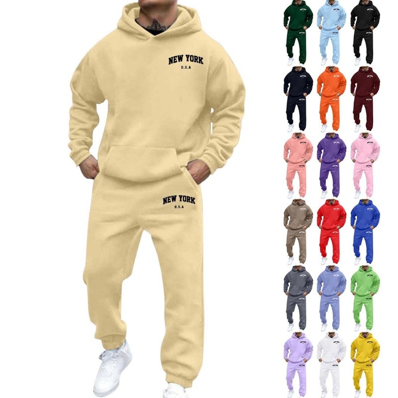 Winter Clothing Outdoor - Męski popularny zestaw z nadrukiem liter,