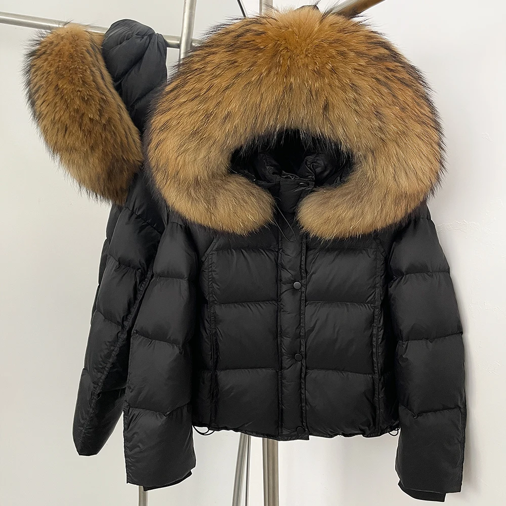 Winter Clothing Store - Biały płaszcz puchowy z kaczym puchem