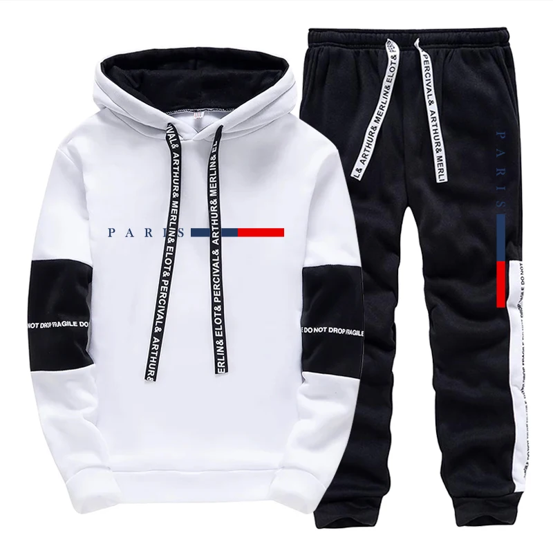 Winter Clothing Outdoor - Męski Zestaw/Bluza z Kapturem/Spodnie Moda Paryż