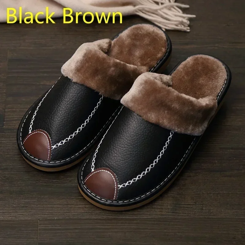 Winter Clothing Material - Kapcie męskie czarne nowe zimowe kapcie
