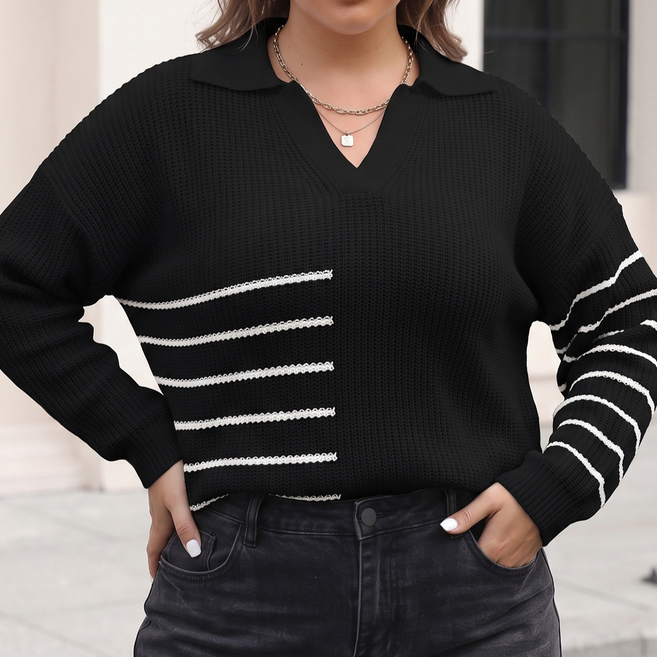 Damski sweter dzianinowy z dłu – Winter Clothing Plus Size recenzja i cena