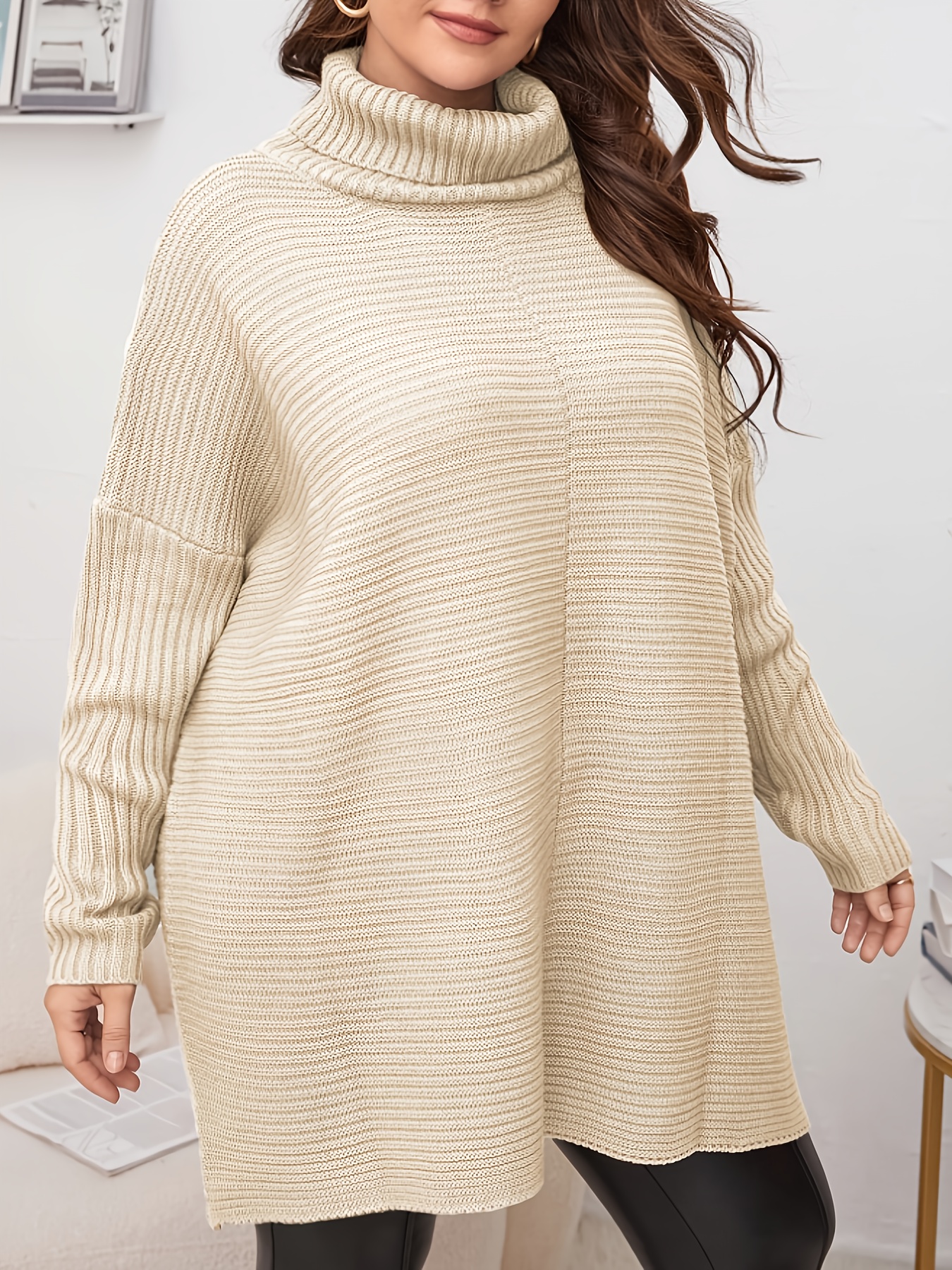 Sukienka swetrowa z golfem dla – Winter Clothing Plus Size recenzja i cena