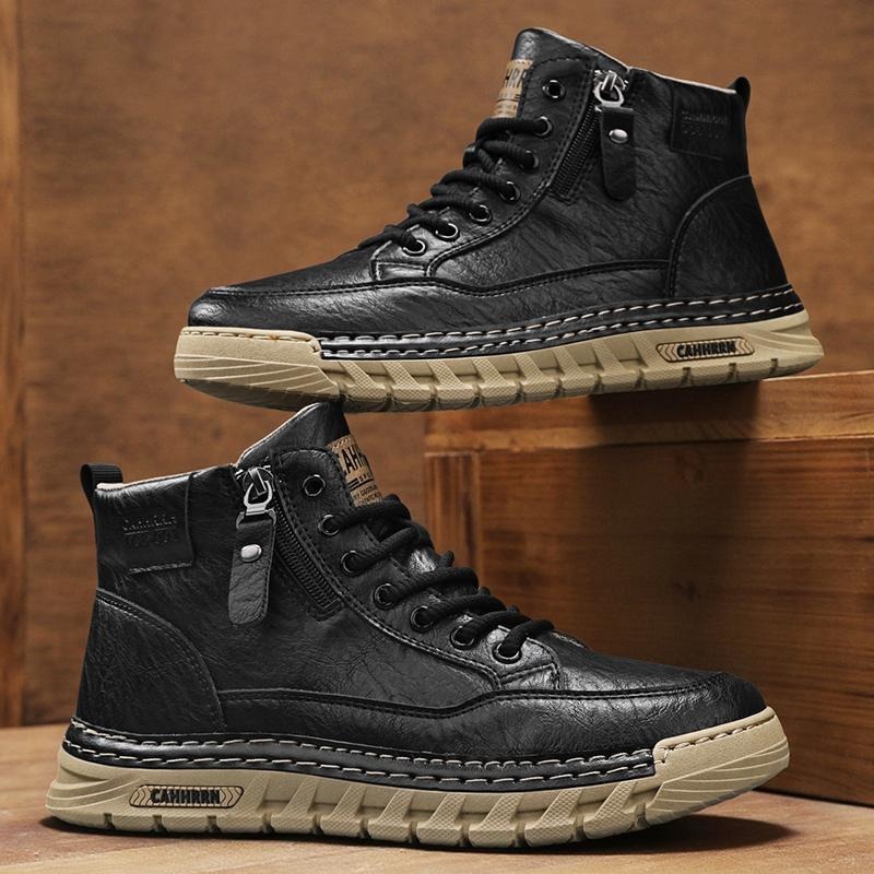 Męskie skórzane buty za kostkę – Winter Clothing Material recenzja i cena