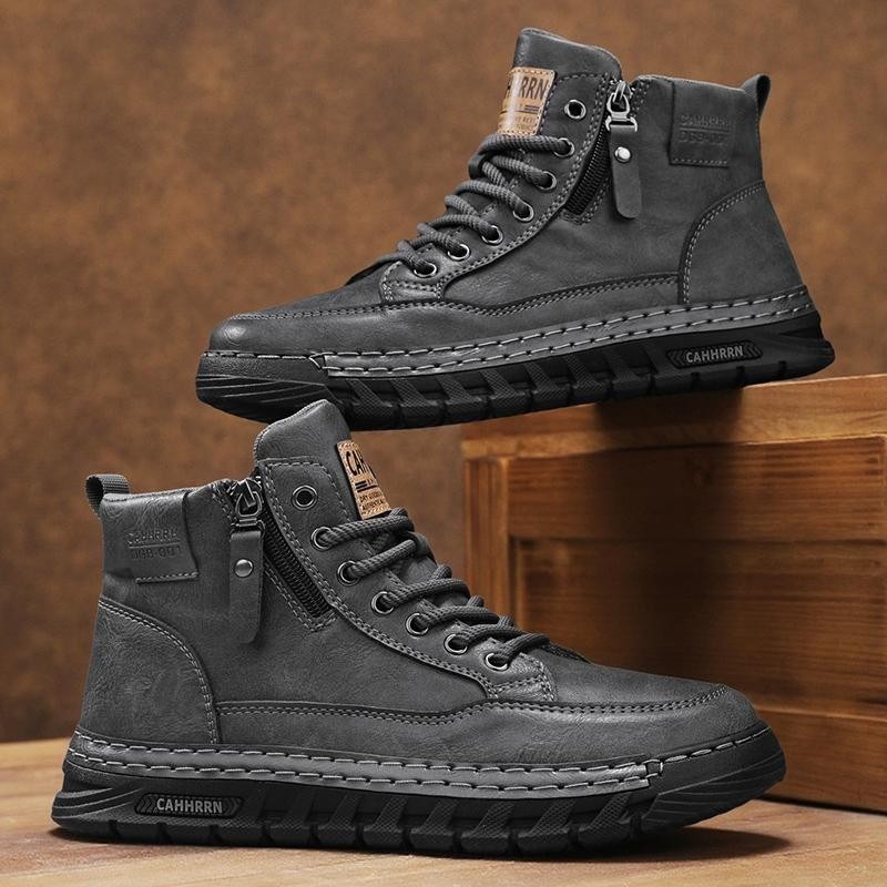 Męskie skórzane buty za kostkę – Winter Clothing Material recenzja i cena